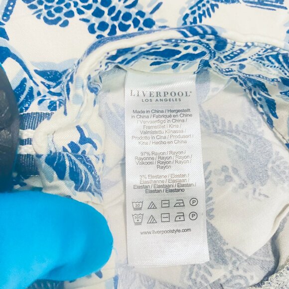Liverpool Los Angeles Blue Floral Print Pants – Size L - Picture 13 of 17